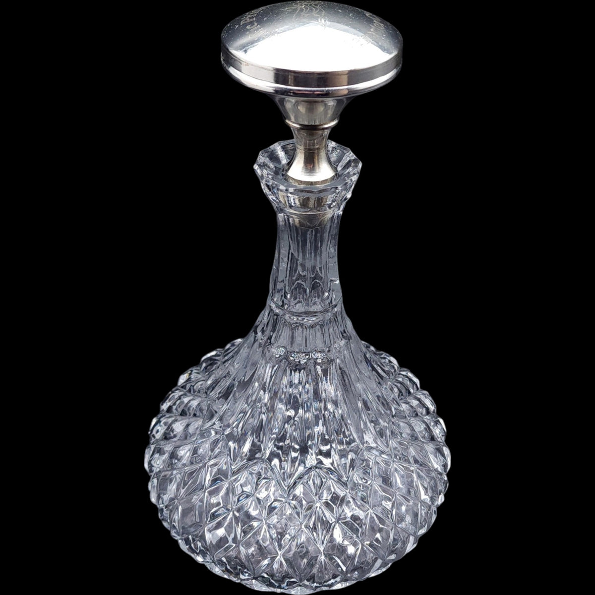 Pacific Princess Cruise Lines Cut Crystal Ships Decanter with Engraved Metal Stopper