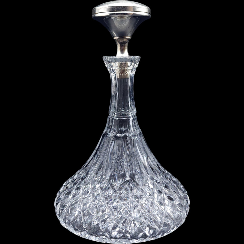 Pacific Princess Cruise Lines Cut Crystal Ships Decanter with Engraved Metal Stopper