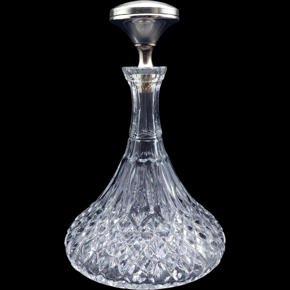 Pacific Princess Cruise Lines Cut Crystal Ships Decanter with Engraved Metal Stopper
