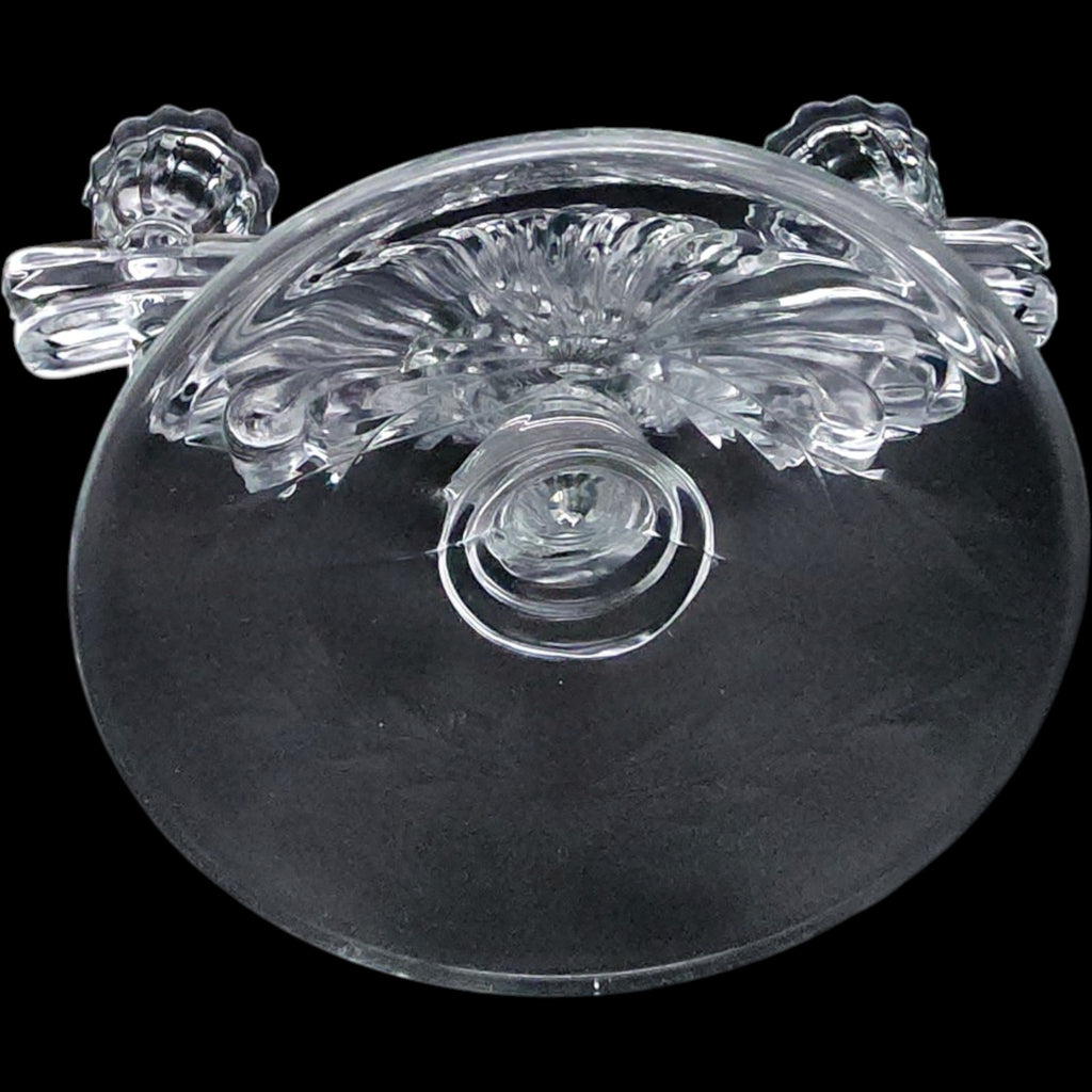 Paden City Glass Clear Fan Double Light Candlestick Holders Pair