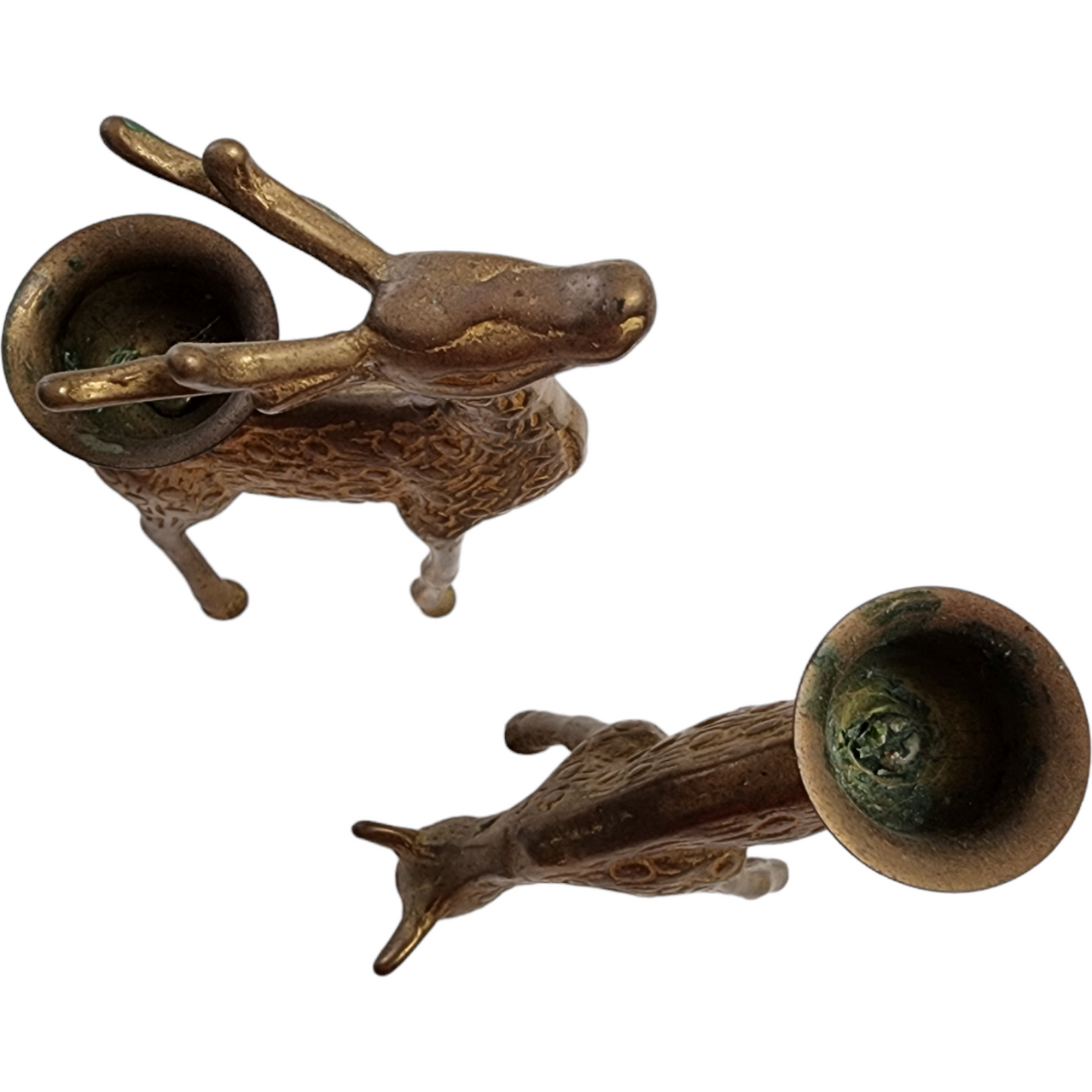 Pair of Brass Reindeer Candle Holders