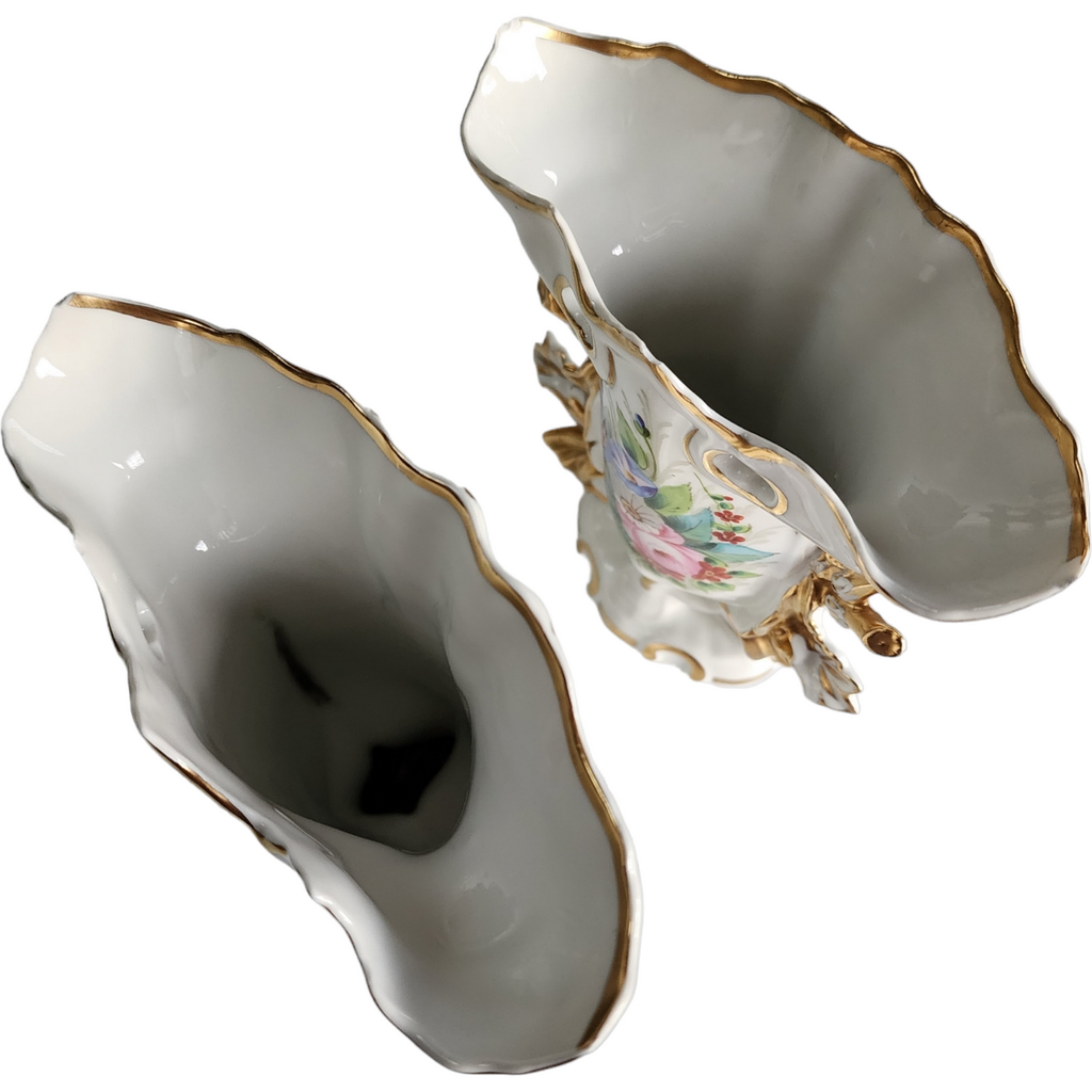 Vista Alegre Pair of Porcelain Spill Vases Marked V. A. Portugal