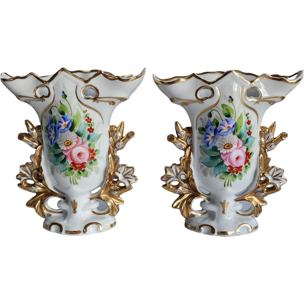 Vista Alegre Pair of Porcelain Spill Vases Marked V. A. Portugal