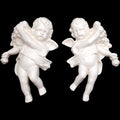 Pair of Vintage White Porcelain Cherub Angel Wall Plaques