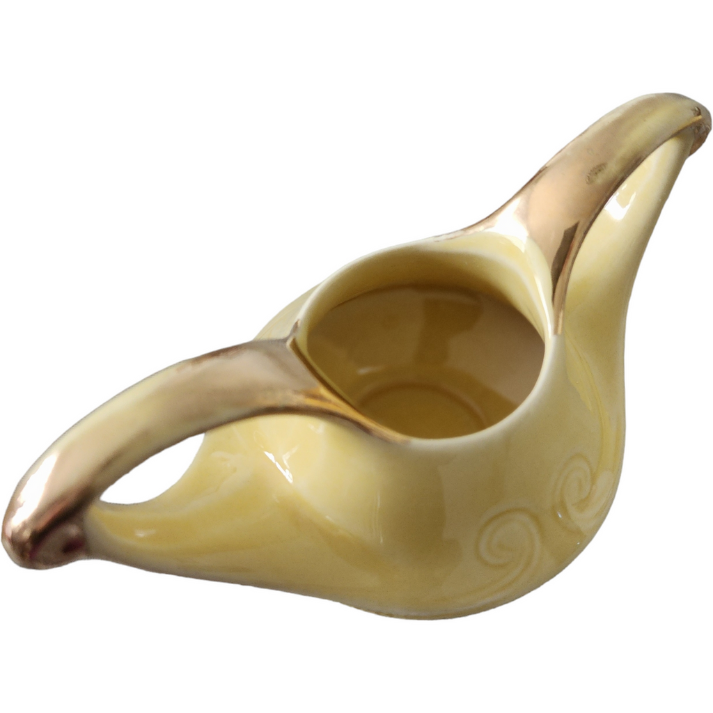 Pearl China Canary Yellow Embossed Gold Trim Three Piece Tea Set Service