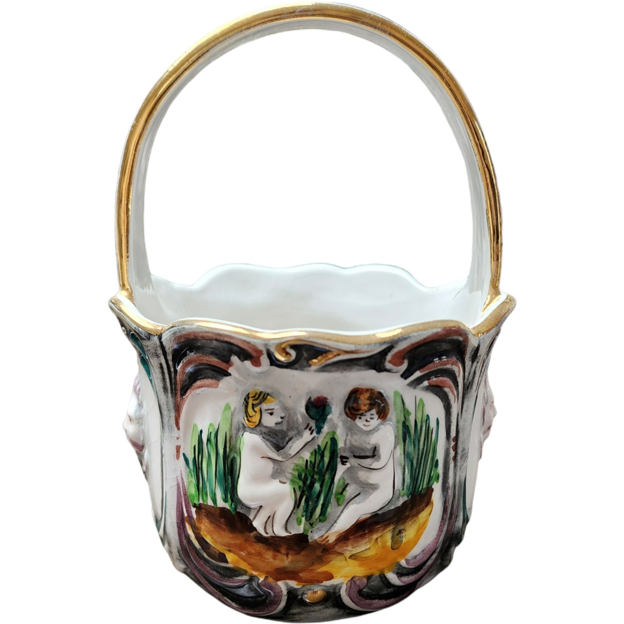 Pereiras Valado Delightful Vintage Porcelain Basket Portugal