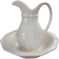 Pfaltzgraf Heritage White Stoneware Multisided Farmhouse Pitcher And Bowl Set