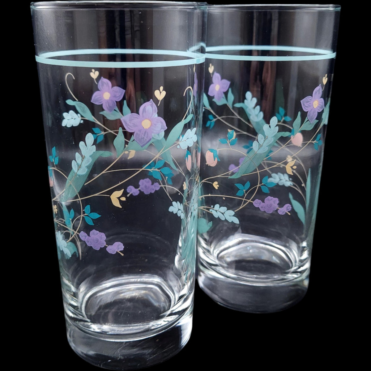 Pfaltzgraff April Pattern 14 oz Glassware Cooler Tumblers Set of 2