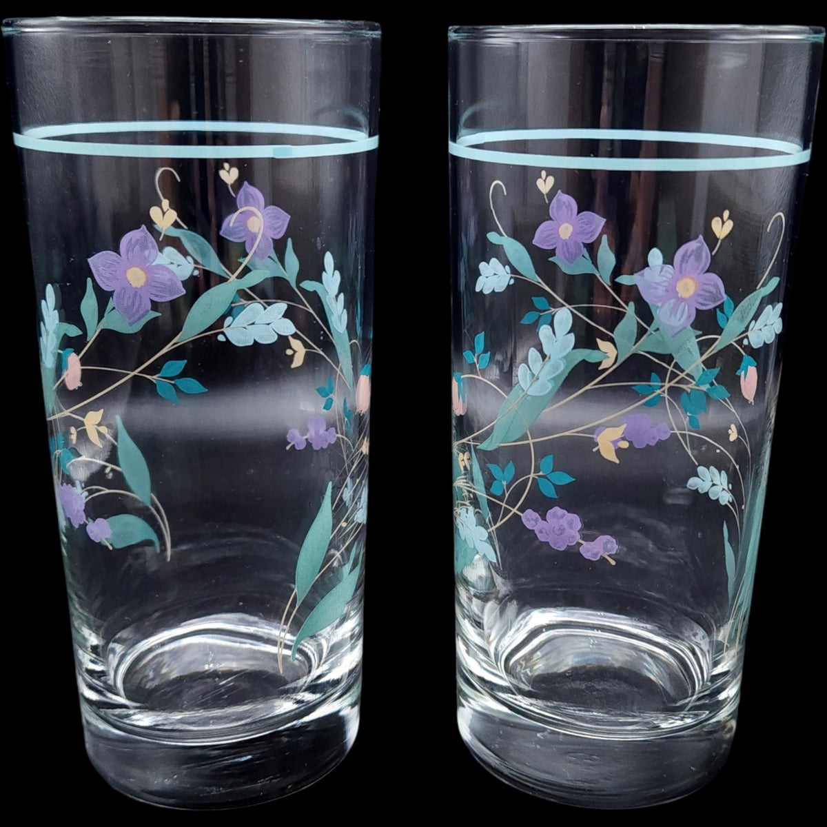Pfaltzgraff April Pattern 14 oz Glassware Cooler Tumblers Set of 2