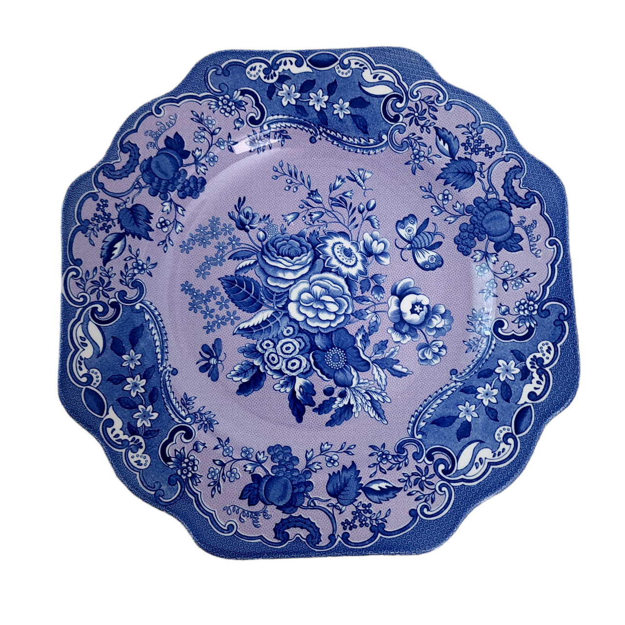 SPODE Blue Room Garden Collection Blue Rose Buffet, Dessert Scalloped Plate