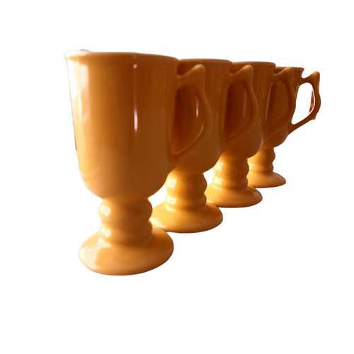 5 3/4" HALL Ceramic Yellow Irish Coffee Mug Set of 4