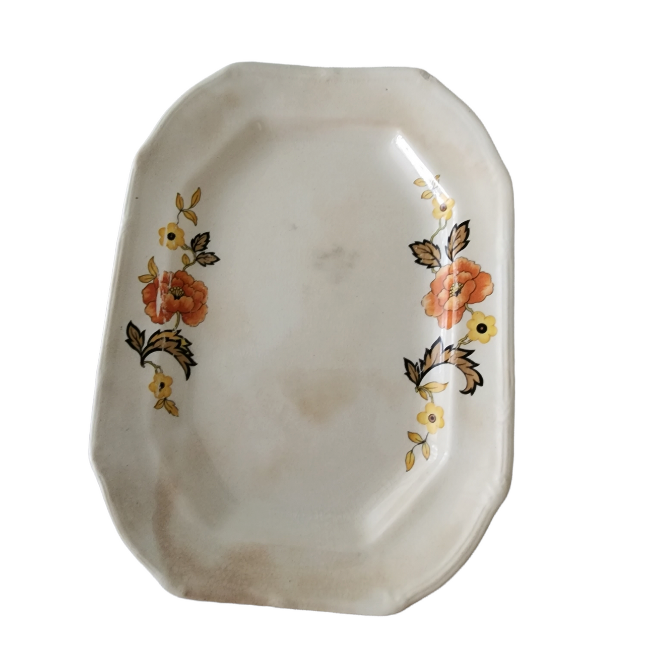 Taylor Smith & T TS&T Paramount Yellow Red Black Flowers Gravy Sauce Boat and Underplate