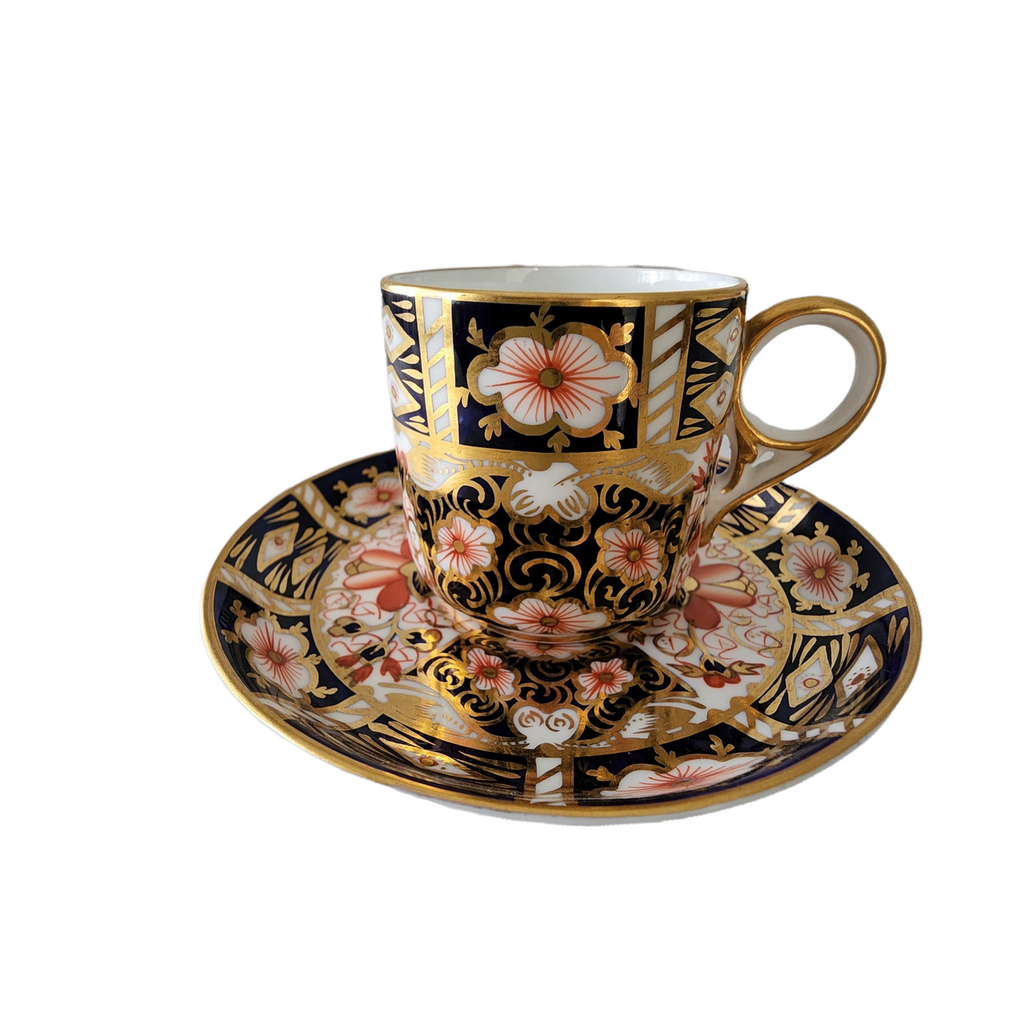 ROYAL CROWN DERBY Traditional Imari Flat Cup & Saucer Set