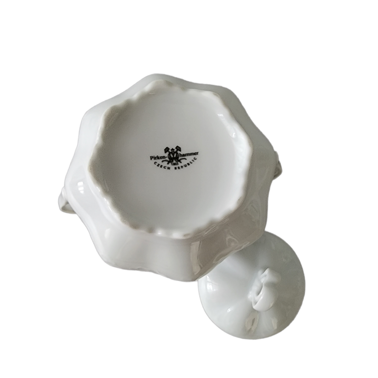 PIRKENHAMMER All White Porcelain Sugar Bowl & Lid Czechoslovak