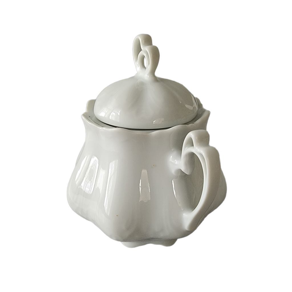 PIRKENHAMMER All White Porcelain Sugar Bowl & Lid Czechoslovak