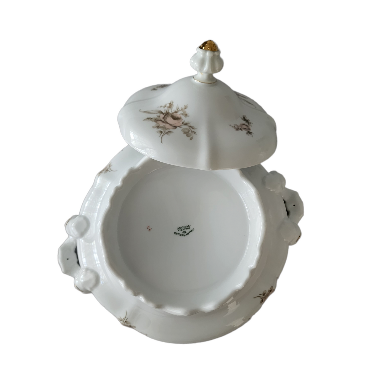 JOHANN HAVILAND Sepia Rose Round Covered Vegetable Bowl Tureens