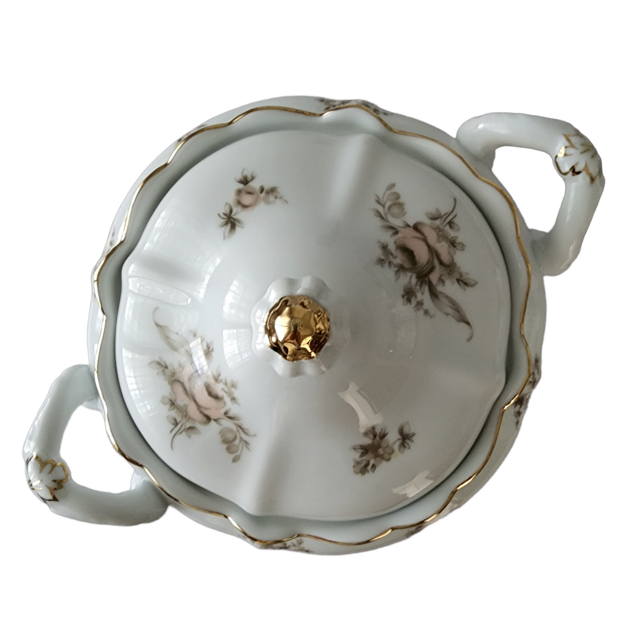 JOHANN HAVILAND Sepia Rose Round Covered Vegetable Bowl Tureens