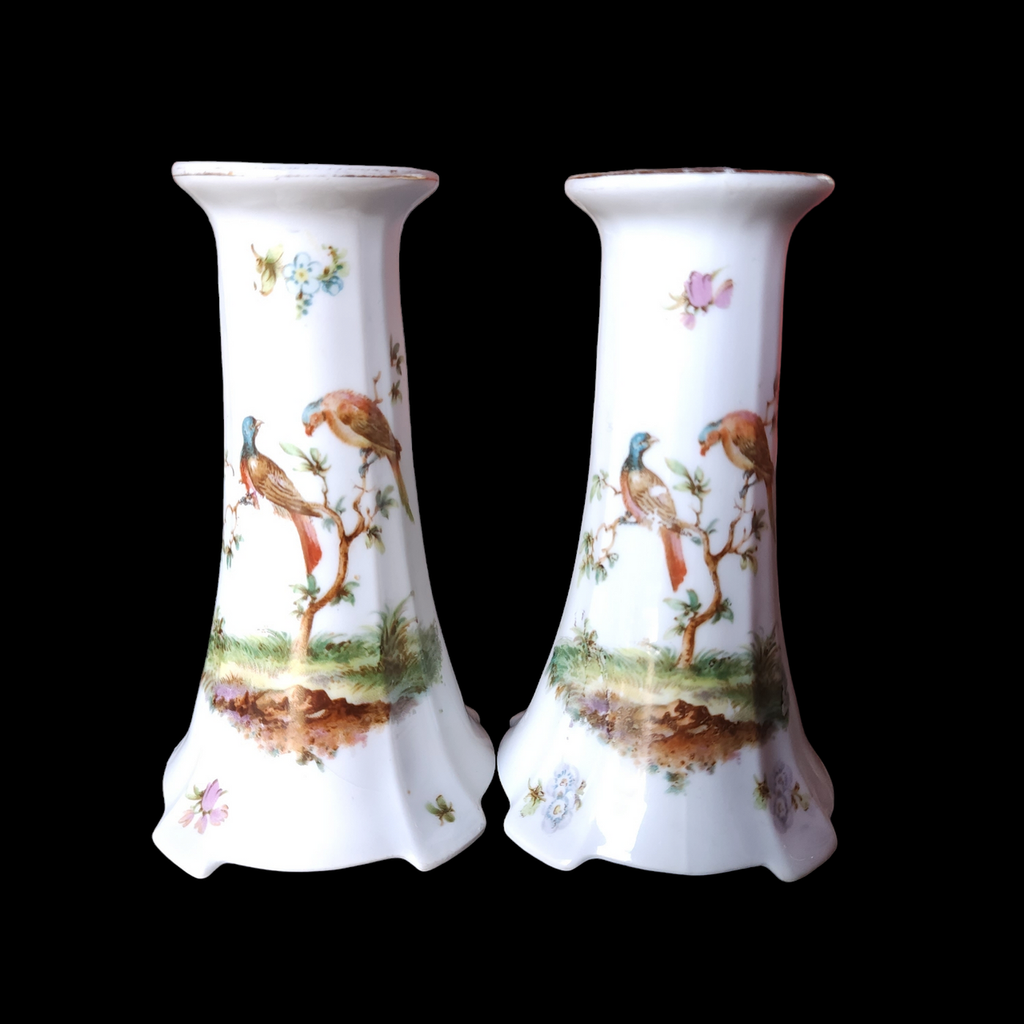 Union K Art Deco Porcelain Candleholder Set of Two Czechoslovakia
