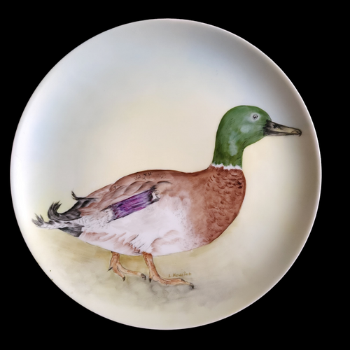 Holiday China V Hand Painted Duck Pattern Cabinet Plate