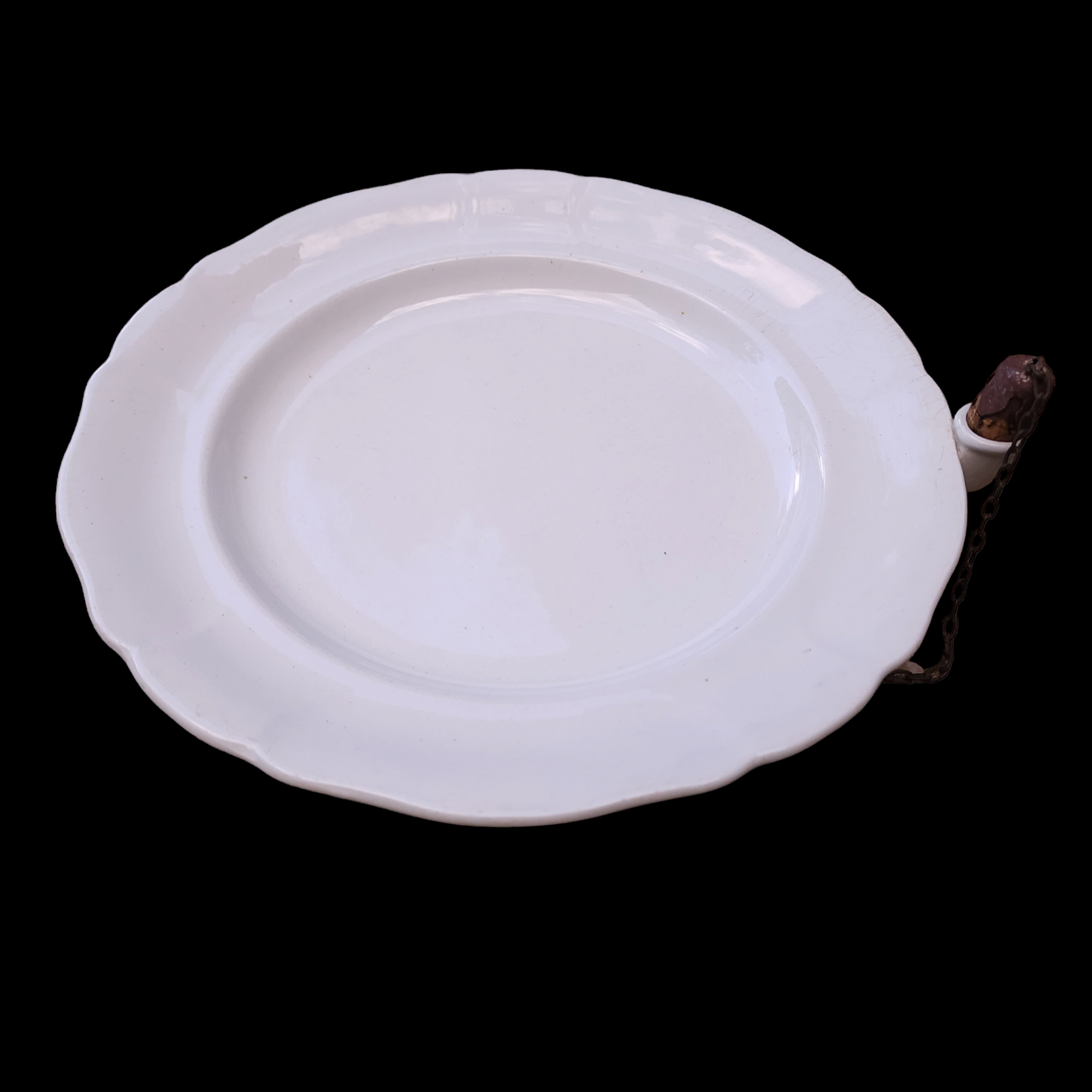 Antique Earthenware White Ironstone Warming Dish With Water Reservoir