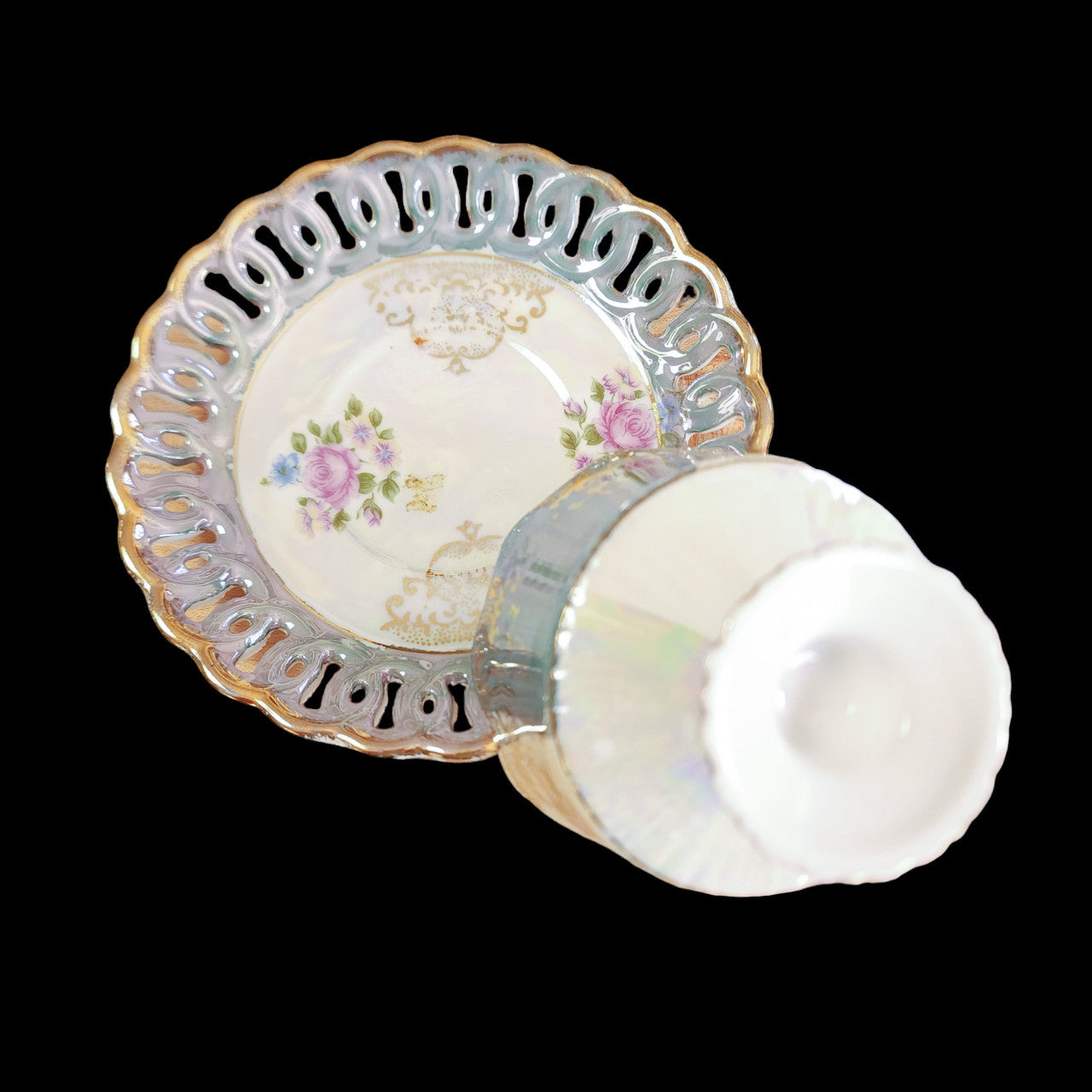 Occupied Japan Gold Trim Footed Cup & Saucer Set