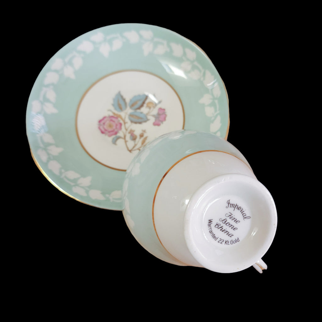 Imperial Bone China 22 KT Gold Teacup & Saucer Set