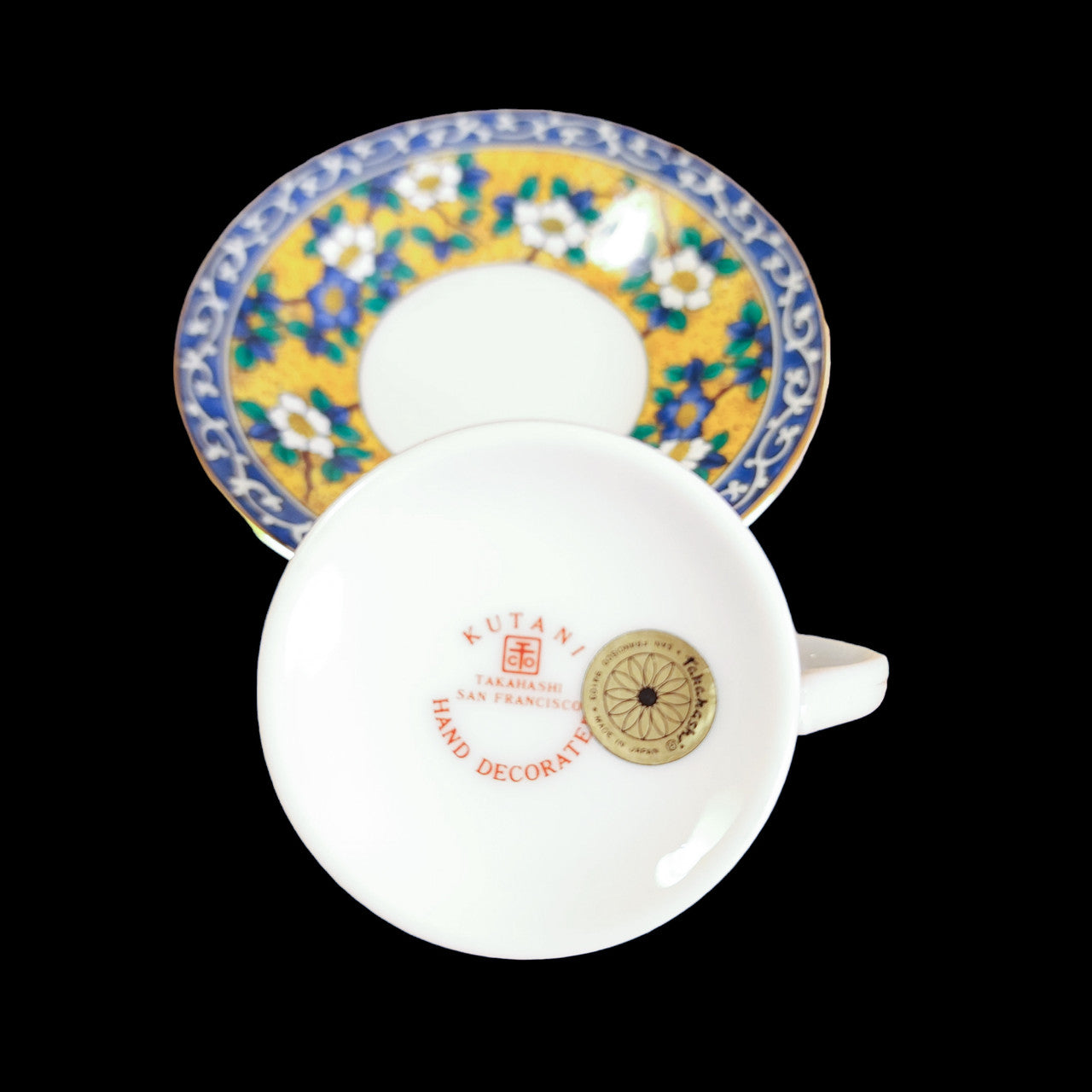 Takahashi Kutani Flat Demitasse Cup & Saucer Set