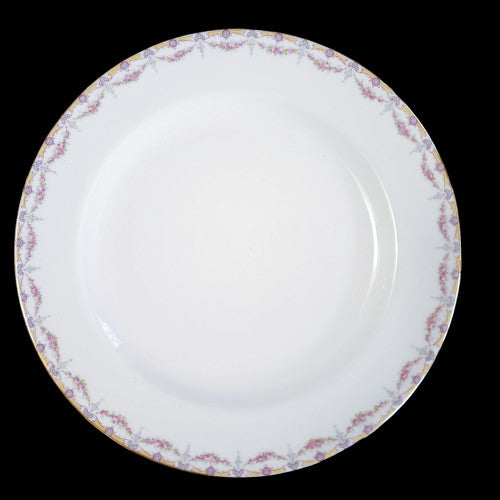 7"Jean Pouyat Limoges Rose Swags Yellow Pink Scrolls France Salad Plate