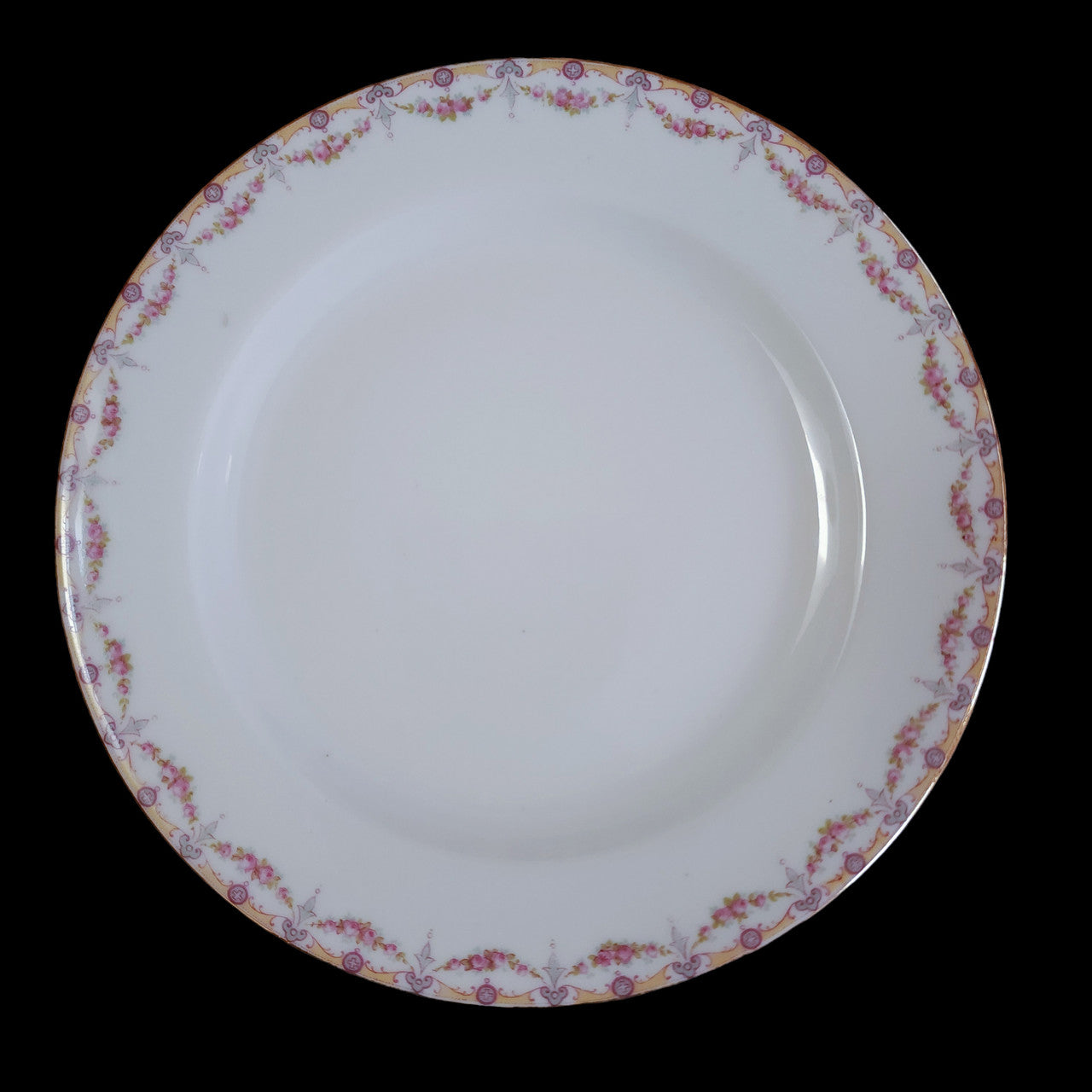 6"Jean Pouyat Limoges Rose Swags Yellow Pink Scrolls France Bread & Butter Plate