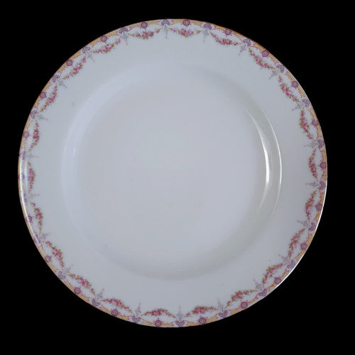 6"Jean Pouyat Limoges Rose Swags Yellow Pink Scrolls France Bread & Butter Plate