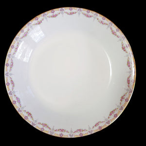 7"Jean Pouyat Limoges Rose Swags Yellow Pink Scrolls France Coupe Soup Bowl