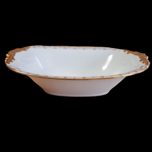 Jean Pouyat Limoges Rose Swags Yellow Pink Scrolls France Rectangular Vegetable Dish