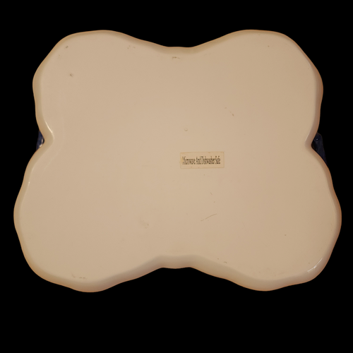 12" Cracker Barrel Blue And White Handled Tray