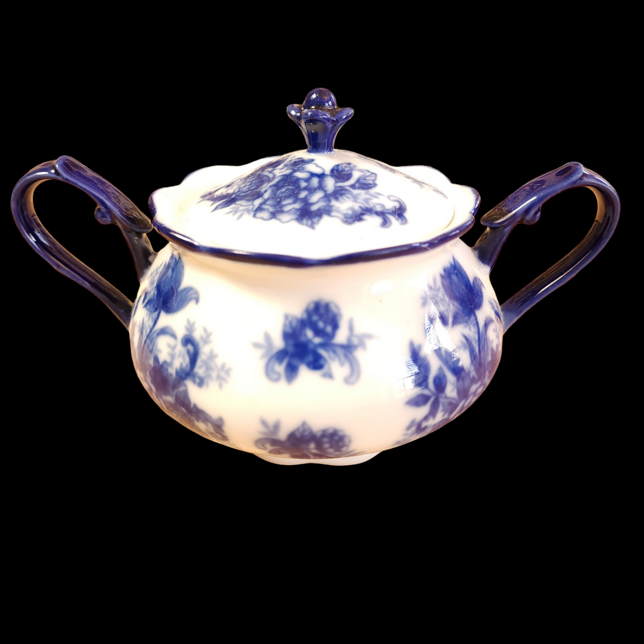 Cracker Barrel Blue And White Sugar Bowl & Lid
