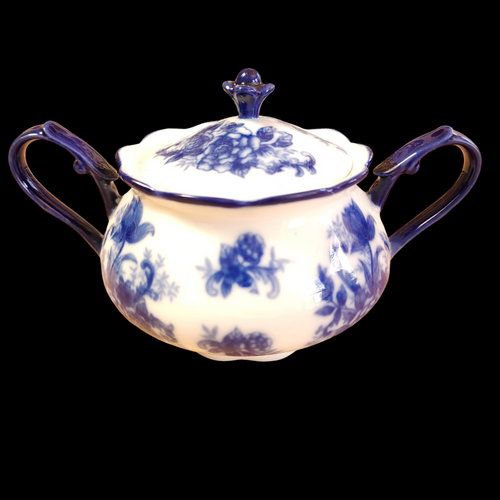 Cracker Barrel Blue And White Sugar Bowl & Lid