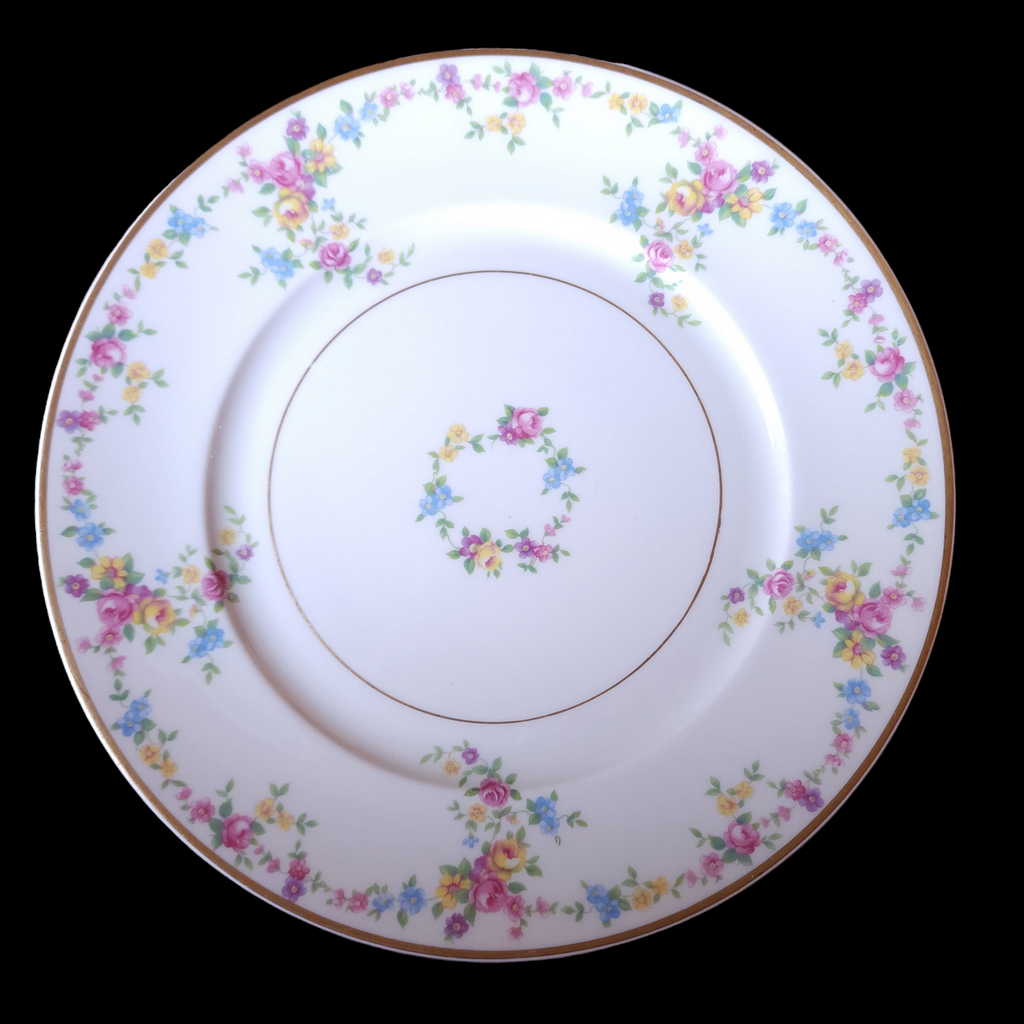 10" Lamberton Peggy Shippen Pink Blue Yellow Flowers On Rim Center Dinner Plate