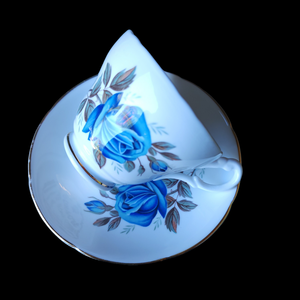 Consort Fine Bone China Blossomtime Blue Roses Teacup & Saucer Set