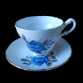 Consort Fine Bone China Blossomtime Blue Roses Teacup & Saucer Set