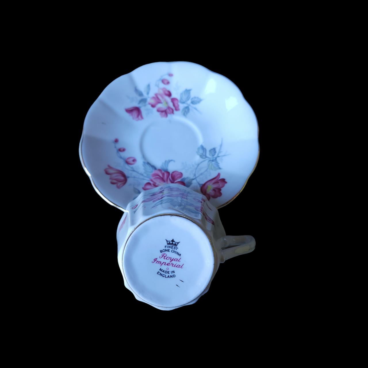 Roya Imperial Bone China Footed Teacup & Saucer Set