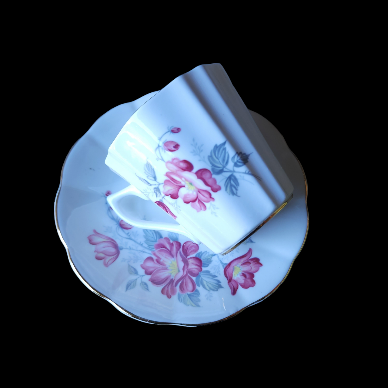 Roya Imperial Bone China Footed Teacup & Saucer Set