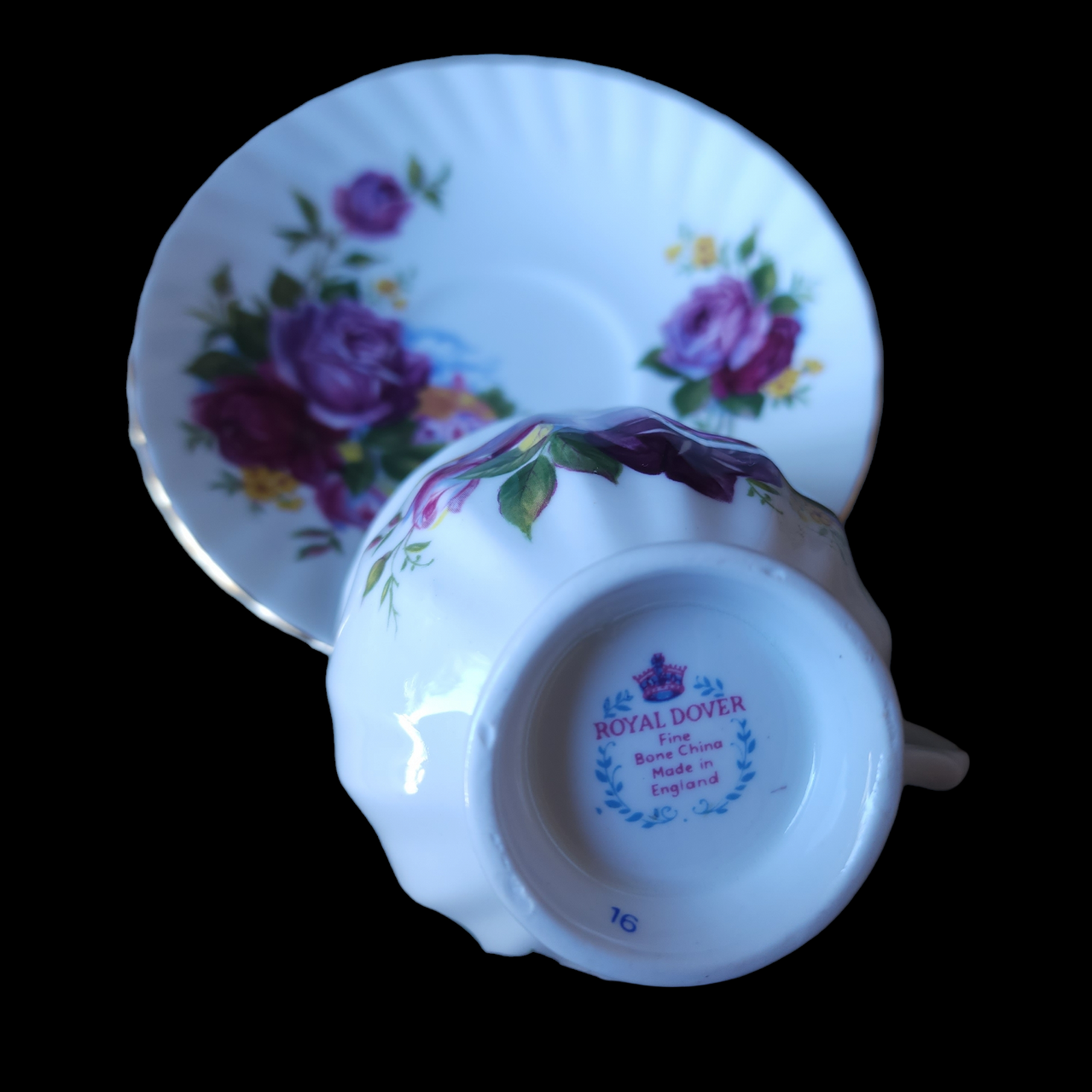 Royal Dover Flower of The Month Scalloped Footed Cup & Saucer Set