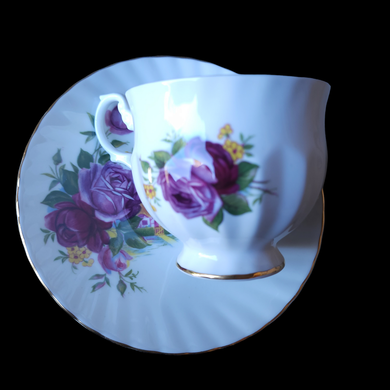 Royal Dover Flower of The Month Scalloped Footed Cup & Saucer Set