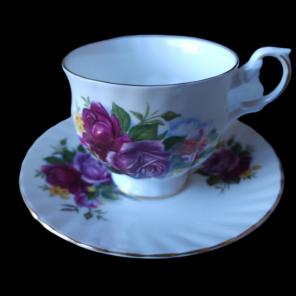 Royal Dover Flower of The Month Scalloped Footed Cup & Saucer Set