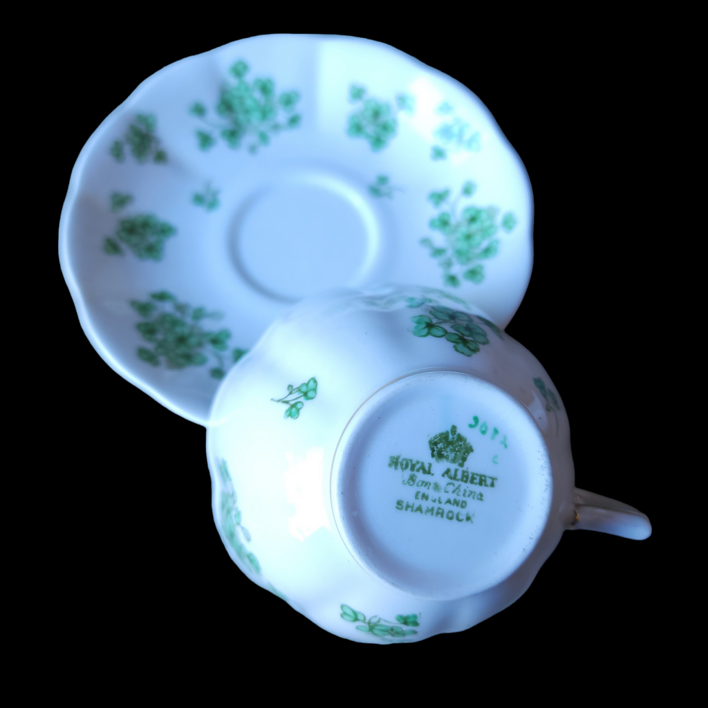 Royal Albert Shamrock Scallop Flat Cup & Saucer Set