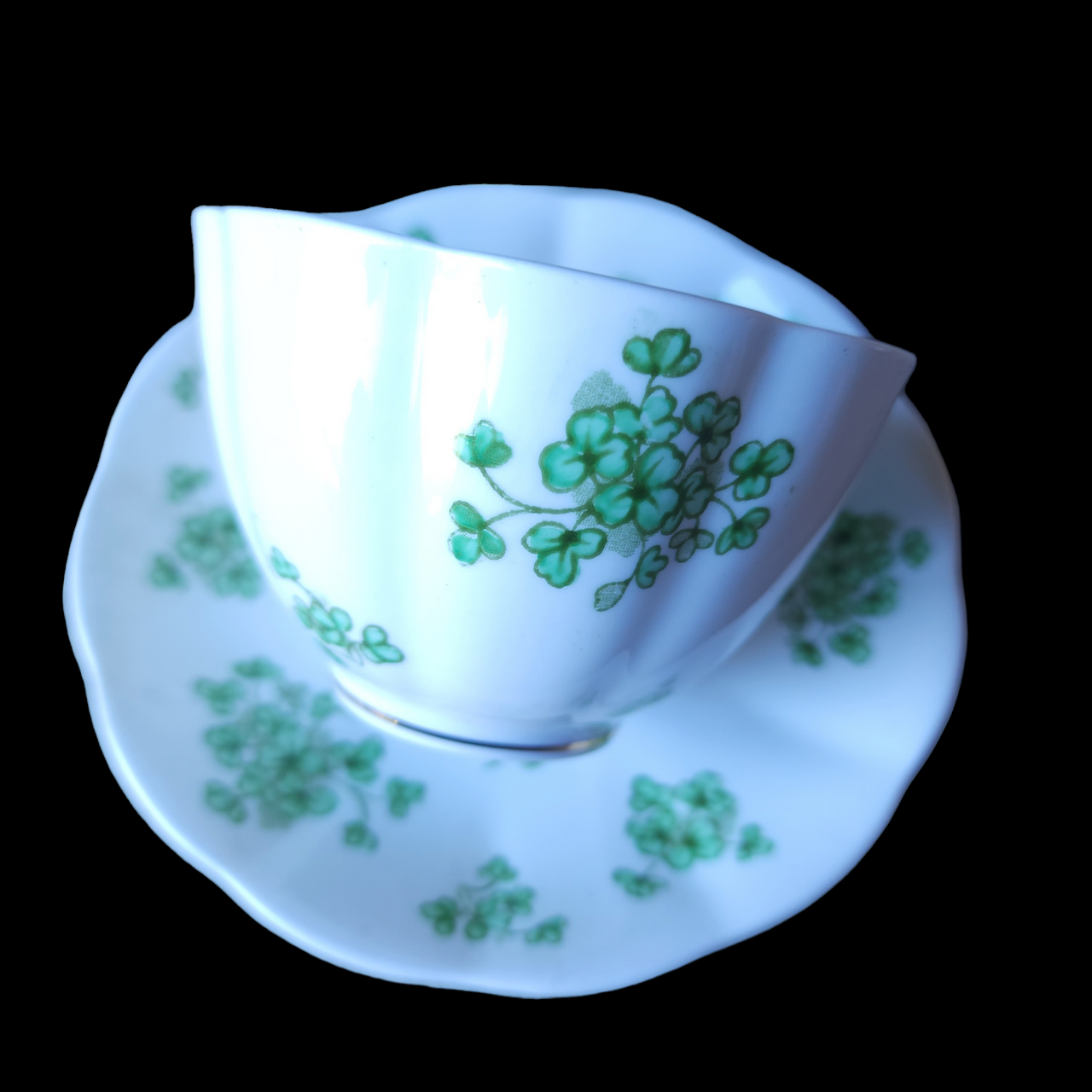 Royal Albert Shamrock Scallop Flat Cup & Saucer Set