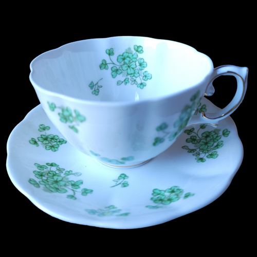 Royal Albert Shamrock Scallop Flat Cup & Saucer Set