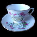 Royal Vale Bone China White Roses Teacup & Saucer Set