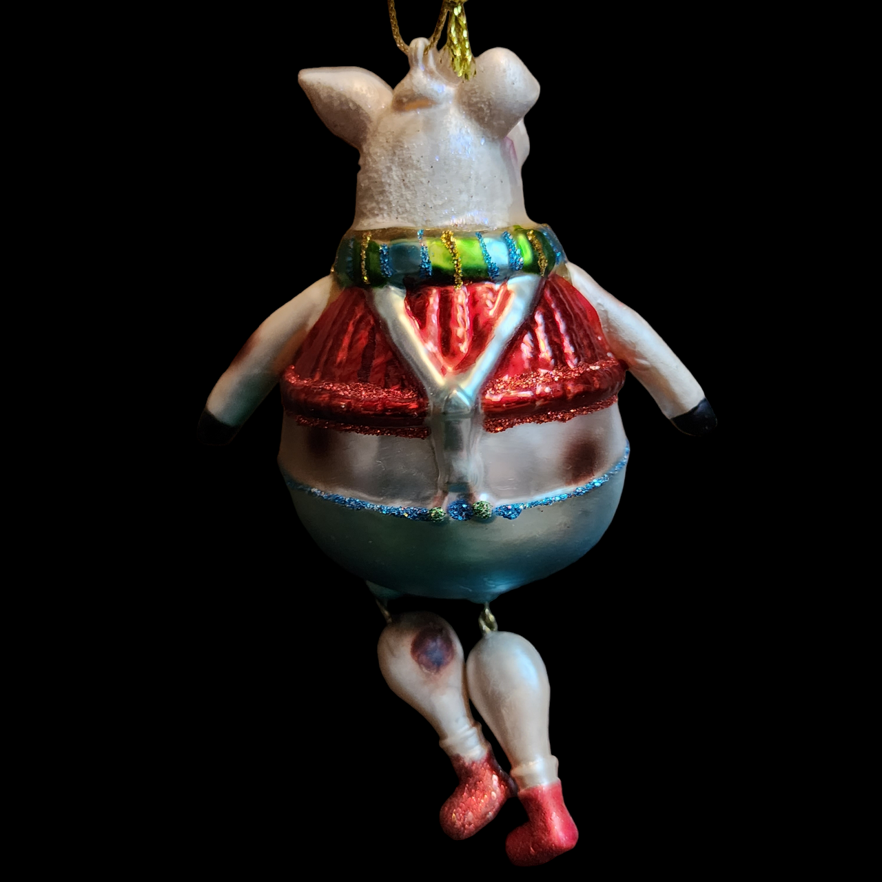 Vintage Holiday Blown Glass Piggy Christmas Tree Ornament