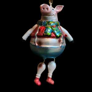 Vintage Holiday Blown Glass Piggy Christmas Tree Ornament