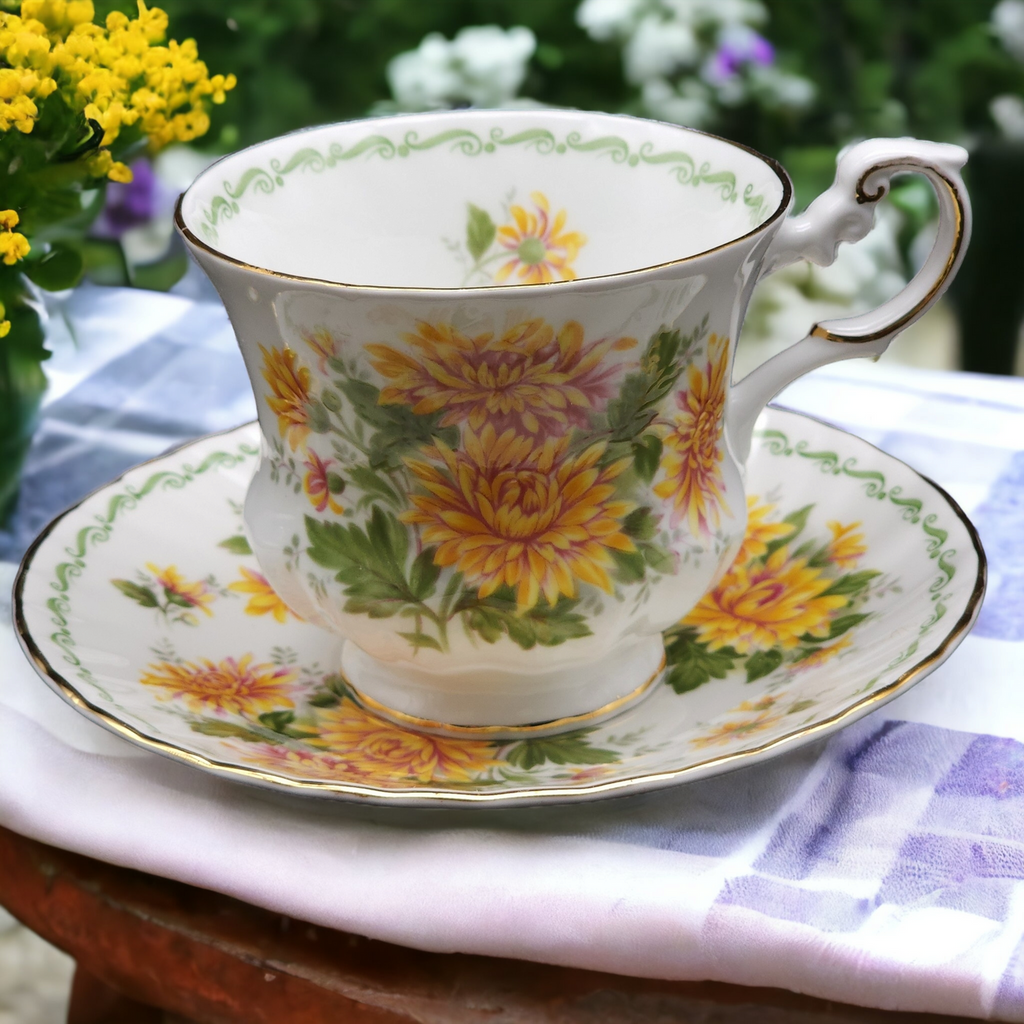 Queen's Flower of the Month November Footed Cup & Saucer Set